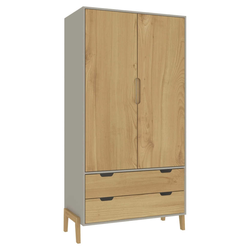 Ropero 2 Puertas - Gris/Wood