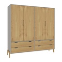 Ropero 4 Puertas - Gris/Wood