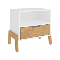 [1601BLANCOWOOD] Mesa de Noche - Blanco/Wood
