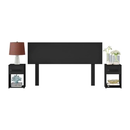 [705NEGRO] Respaldo con Mesas de Luz - 2 Plazas Negro CA005
